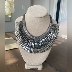 Vintage Stella & Dot Pegasus Bib Necklace- Silver